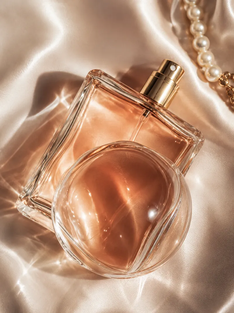 Flacon de parfum dans une lumière douce